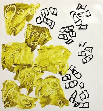 "Duell“ Öl auf Papier, 75x70 cm, 2012  Kuros Nekouian, Veronika Wenger