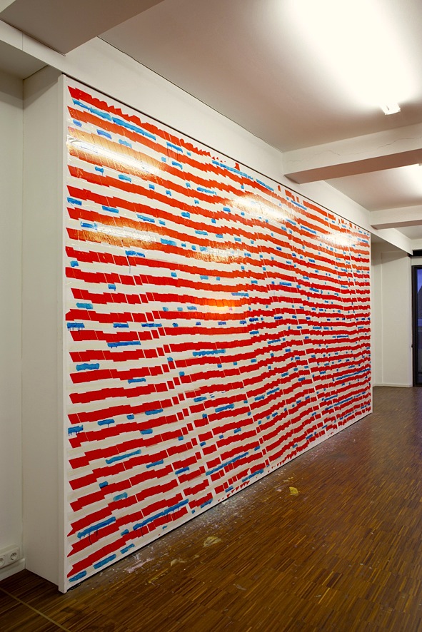 Oleksiy Koval, "Bazar", 2014, tape and ink on wall. Photo © Klaus Mauz