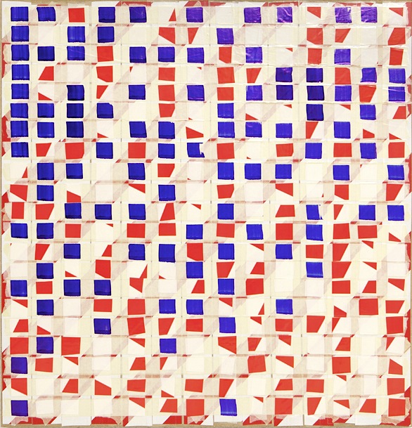 Oleksiy Koval, “1,1,1,2,3”, 2014, 73 x 70 cm, tape and ink on MDF. Photo © Klaus Mauz