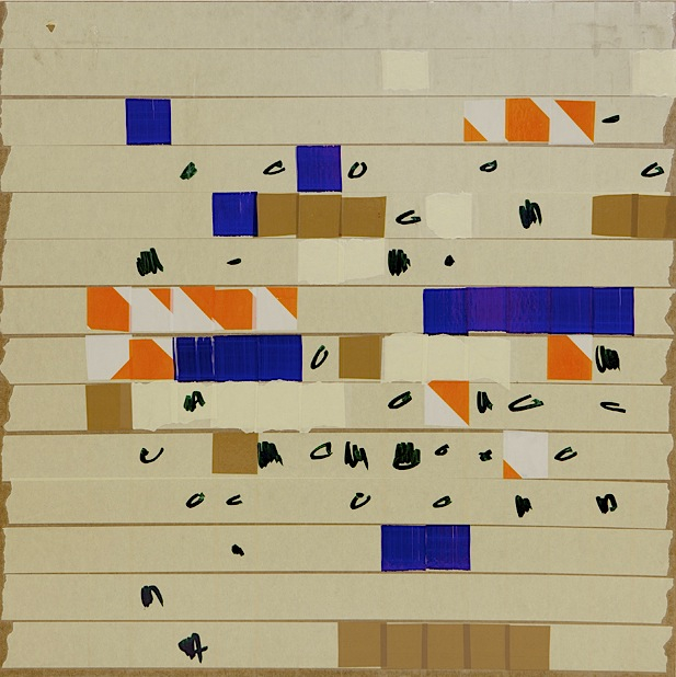 Oleksiy Koval, “4WD+1”, 2014, 75 x 70 cm, marker, tape on MDF. Photo © Klaus Mauz