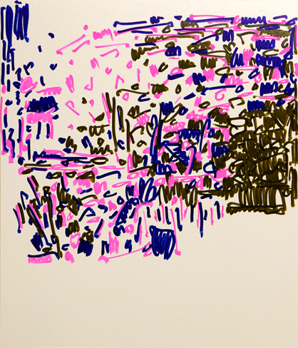 Oleksiy Koval, “Algorithmus”, 2014, 80 x 70 cm, marker on FPY. Photo © Klaus Mauz