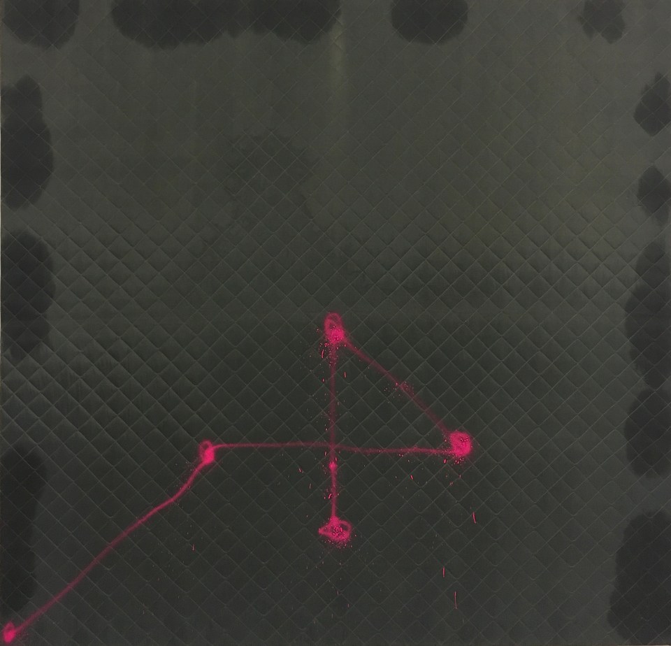 Fliege Oleksiy Koval, 2017 130 x 140 cm, oil, spray on quilted fabric