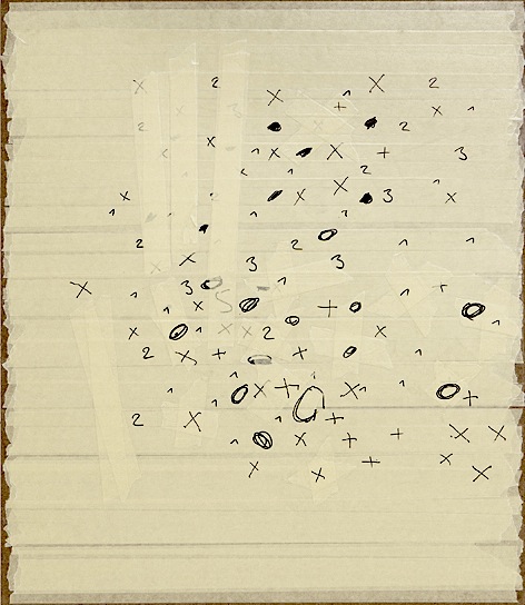 Oleksiy Koval, “GAU”, 2014, 70 x 60 cm, marker, tape on MDF. Photo © Klaus Mauz