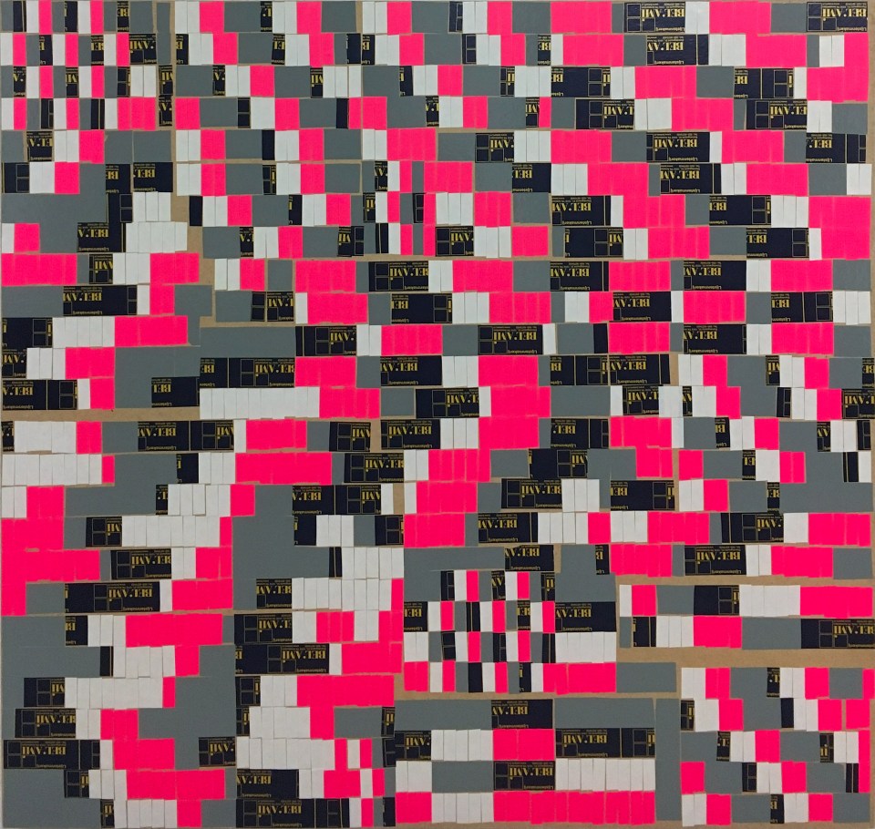 fake sugar Oleksiy Koval, 2017 130 x 140 cm, tape, adhesive foil on MDF