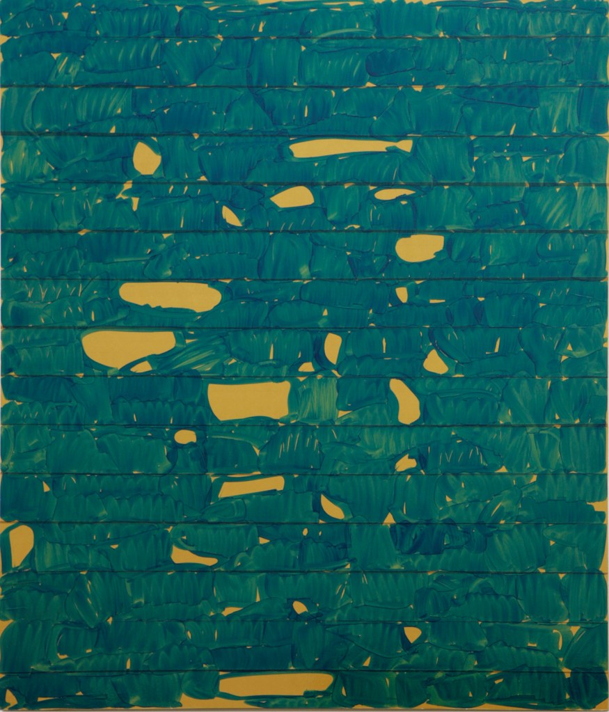 Oleksiy Koval, “Tlo”, 2012, 80 x 70 cm, package tape, marker on FPY. Photo © Klaus Mauz