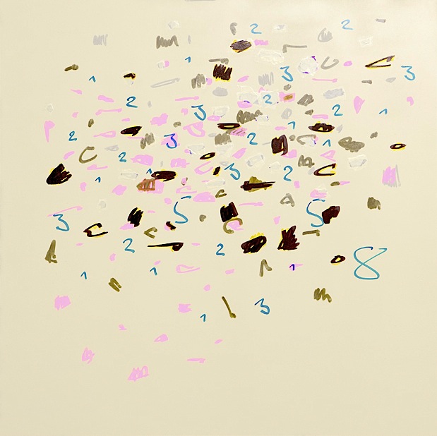 Oleksiy Koval, “Triade”, 2014, 80 x 75 cm, marker and tape on MDF. Photo © Klaus Mauz