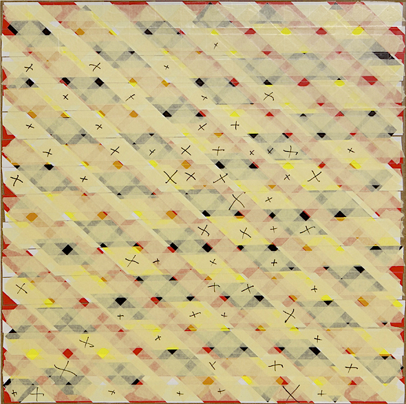 Oleksiy Koval, “untitled RM”, 2014, 73 x 70 cm, tape and marker on MDF. Photo © Klaus Mauz