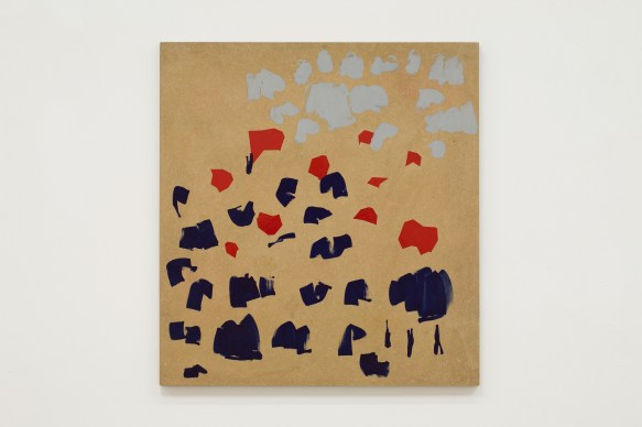 Oleksiy Koval, "Gnade (alternative version)", 2012, 70 x 65 cm, casein paint, adhesive foil, marker on MDF. Photo © Klaus Mauz