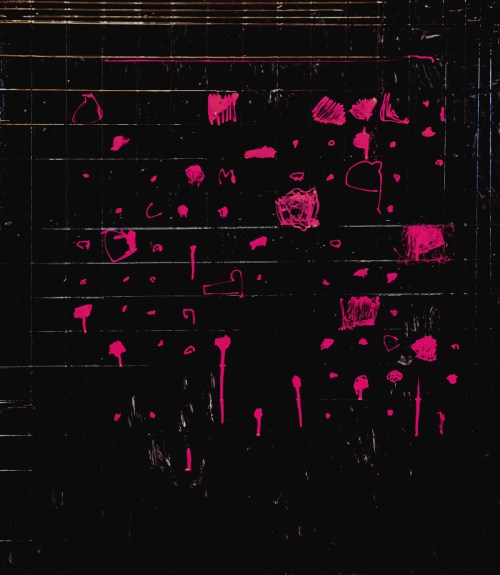 Oleksiy Koval, “GAU”, 2013, 80 x 70 cm, marker, packing tape on FPY. Photo © Klaus Mauz