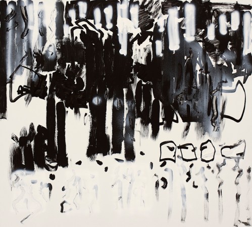 Daniel Geiger, Oleksiy Koval, Kuros Nekouian, Veronika Wenger, “Untitled”, Munich 2013, mixed media on FPY, 100 x 110 cm. Photo © The Beautiful Formula Collective