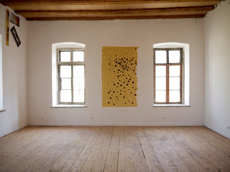 Oleksiy Koval, “Surrogate”, 2014, ink, marker, tape on the wall. Photo © Michael Hofstetter