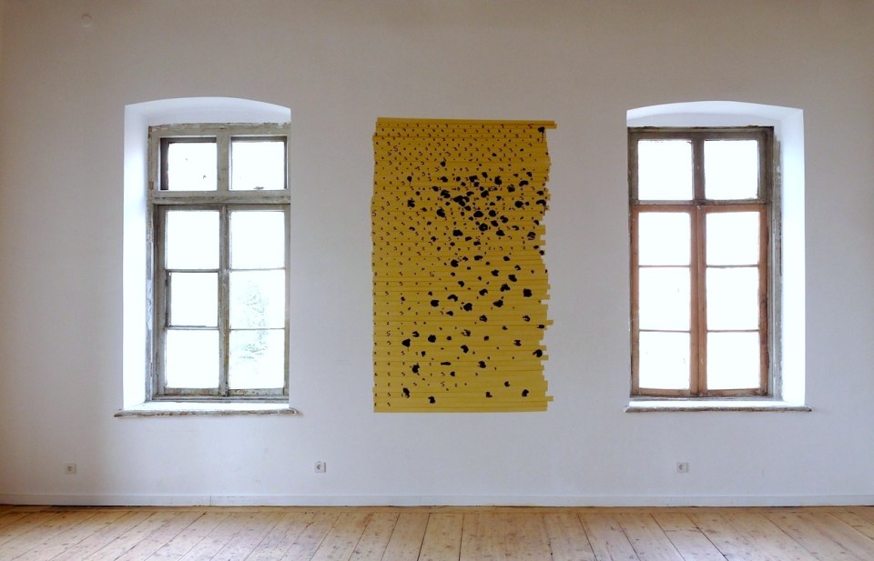 Oleksiy Koval, “Surrogate”, 2014, ink, marker, tape on the wall. Photo © Michael Hofstetter