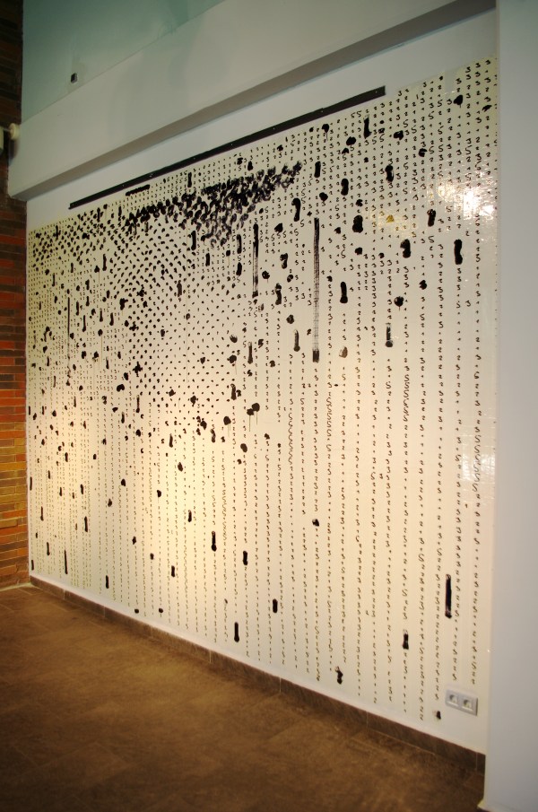 Oleksiy Koval, "Triade" 2014, 320 x 440 cm, ink, marker, tape on the wall. Photo © Dmytro Goncharenko