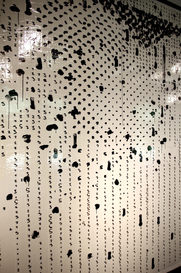 Oleksiy Koval, "Triade" 2014, 320 x 440 cm, ink, marker, tape on the wall. Photo © Dmytro Goncharenko