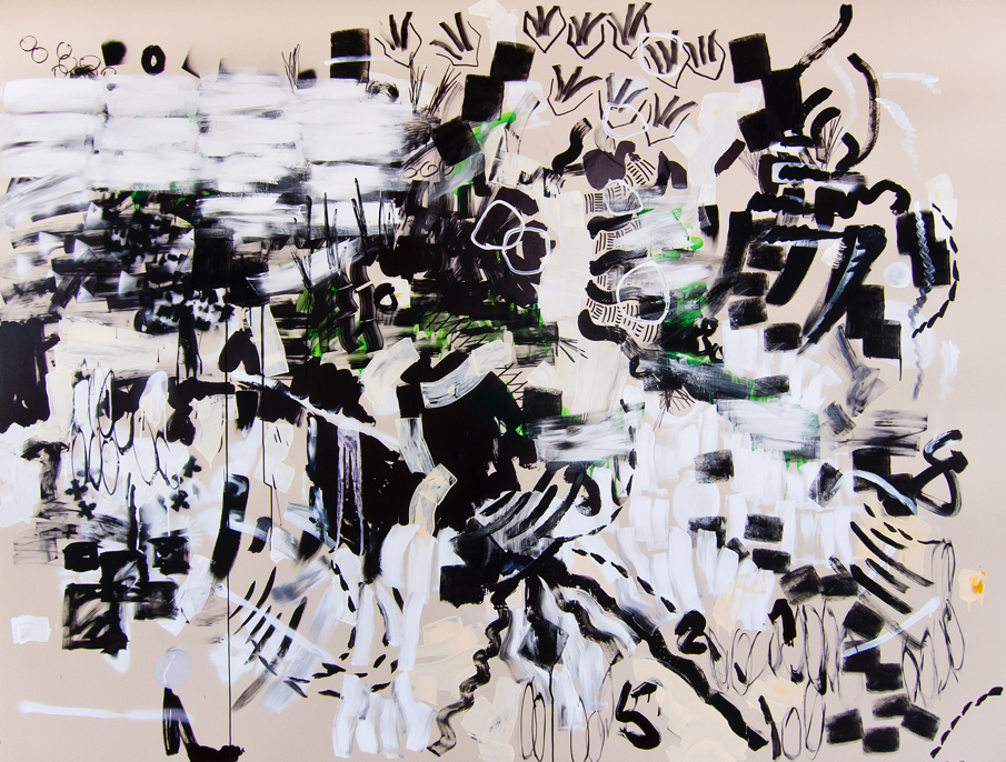 SYMPHONY N1, mixed media on MDF, 207 x 280 cm, Tbilisi, 2014. Lasha Babuadze, Karina Bugayova, Tami Chitashvili, Oleksiy Koval, Yasaman Nedaei, Kuros Nekouian, Arshia Samsaminia, Stefan Schessl, Vato Urushadze, Veronika Wenger. Photo © CCA Tbilisi