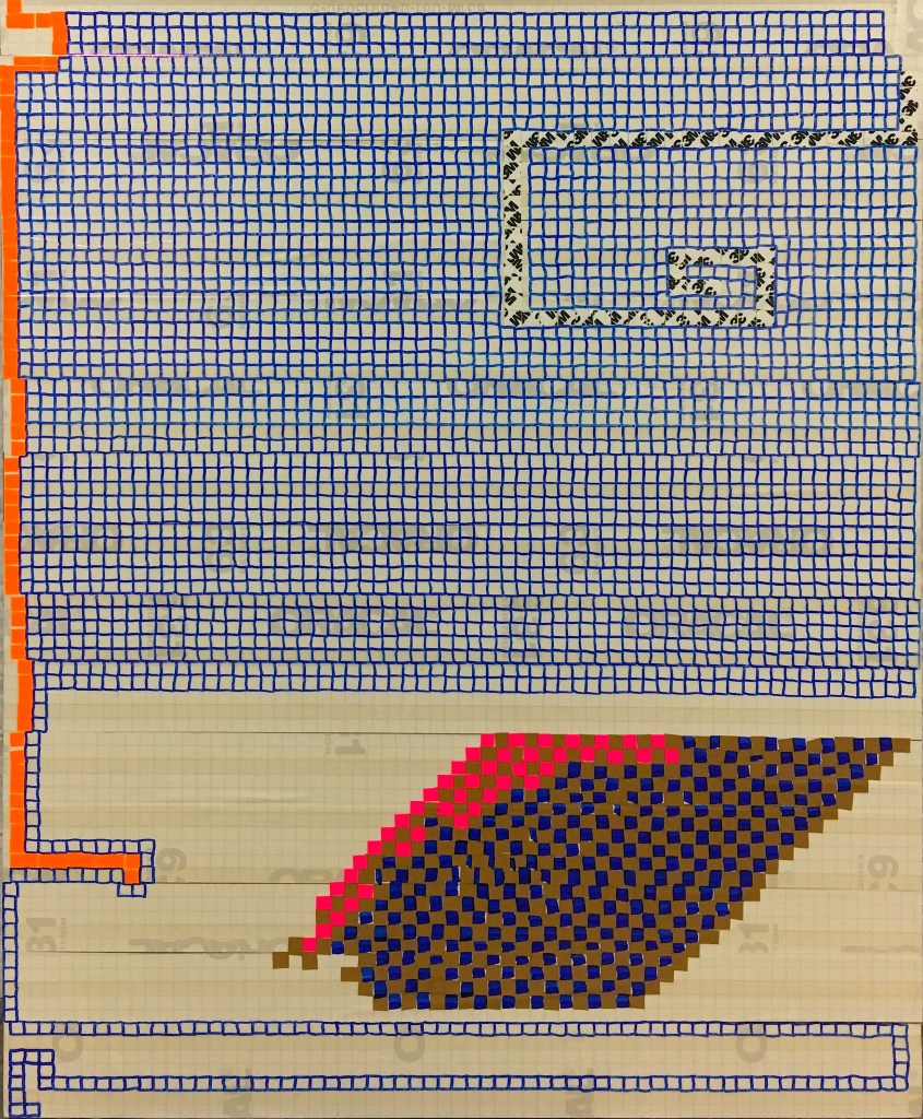 low tide Oleksiy Koval, 2018 80 x 64 cm, marker, tape on MDF