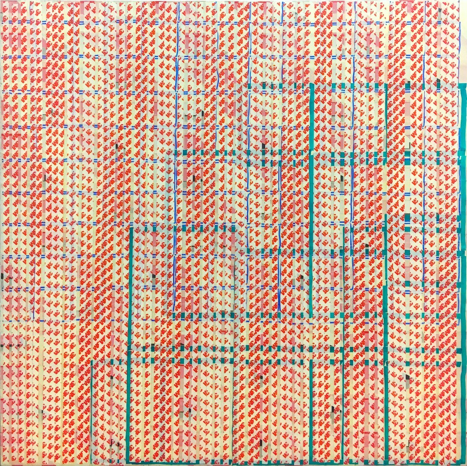 Campari Soda Oleksiy Koval, 2018 76 x 80 cm, marker, tape on MDF