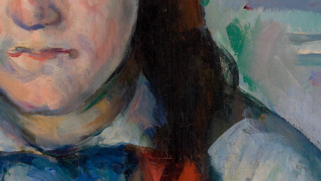 Paul Cézanne (1839–1906)
„Le Garçon au gilet rouge“ (1888-1890), Ausschnitt
65,4 × 54,6 cm, Öl auf Leinwand
Barnes Foundation, Philadelphia