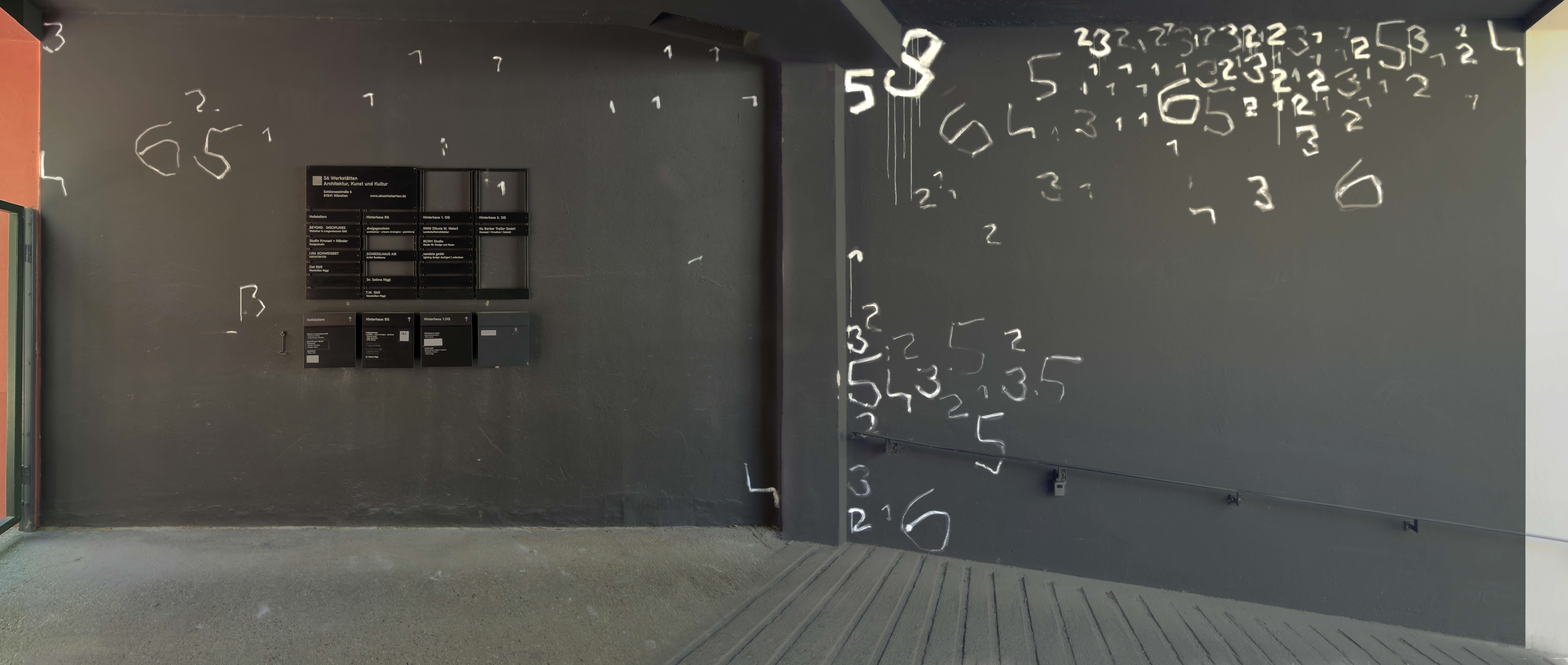 Siaß
Oleksiy Koval (2026)
3.76 m (left), 4.77 m (right) × 11.25 m
Dispersion paint on wall
Passageway S6 Werkstätten - Architektur, Kunst und Kultur, Munich